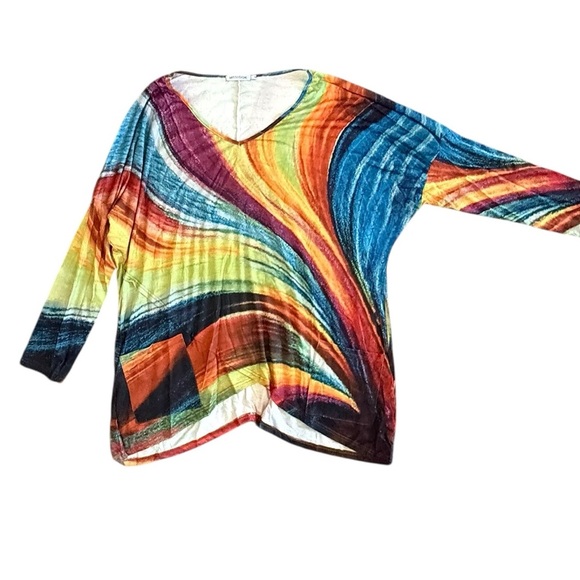 Colorful Swirl Tunic Top with Pocket – Size 3X - Picture 3 of 5